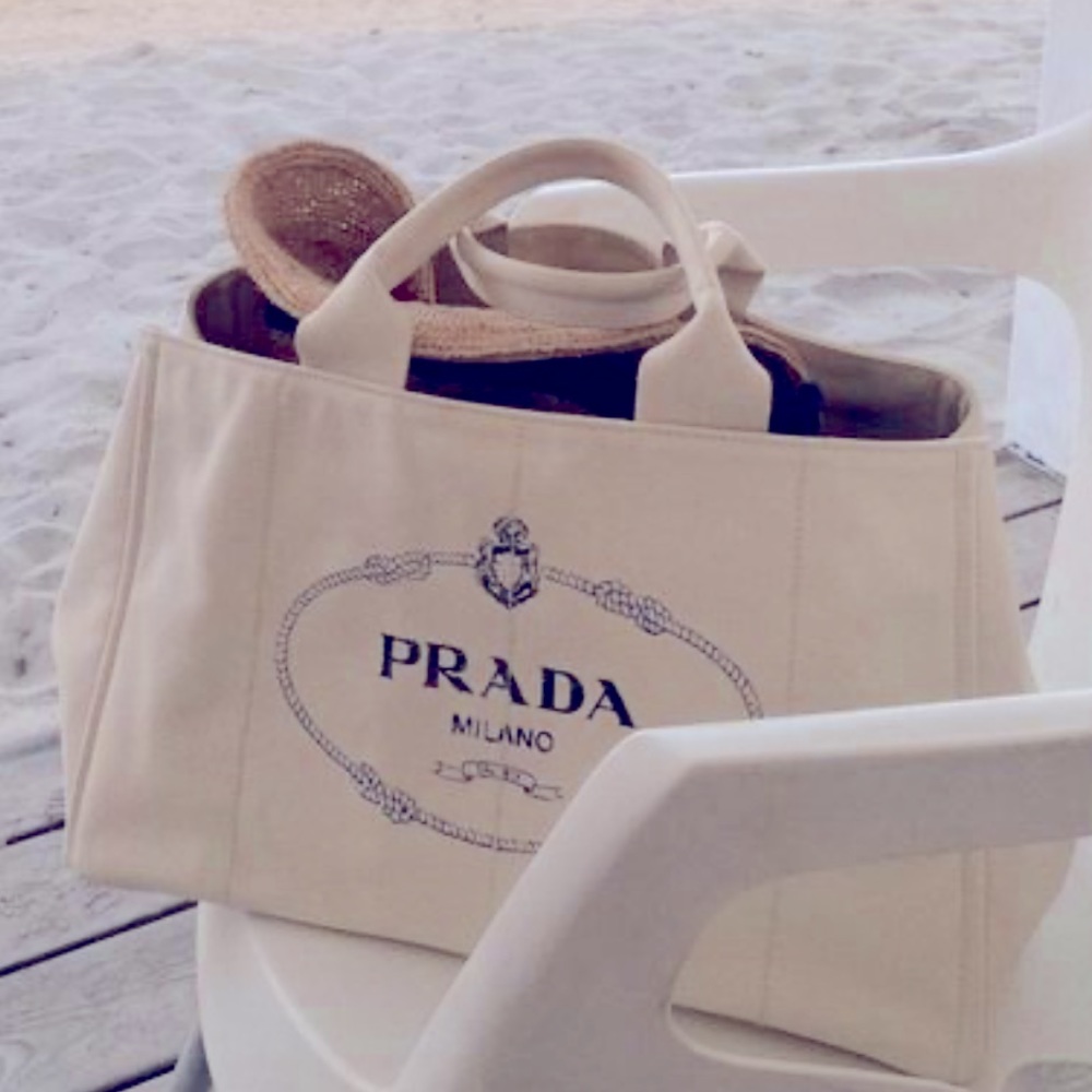 PRADA CANAPA TOTE BEIGE / BLACK